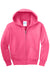 Port & Company PC90YZH Youth Core Pill Resistant Fleece Full Zip Hooded Sweatshirt Hoodie Neon Pink Flat Front