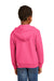 Port & Company PC90YZH Youth Core Pill Resistant Fleece Full Zip Hooded Sweatshirt Hoodie Neon Pink Model Back