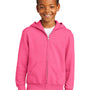 Port & Company Youth Core Pill Resistant Fleece Full Zip Hooded Sweatshirt Hoodie - Neon Pink