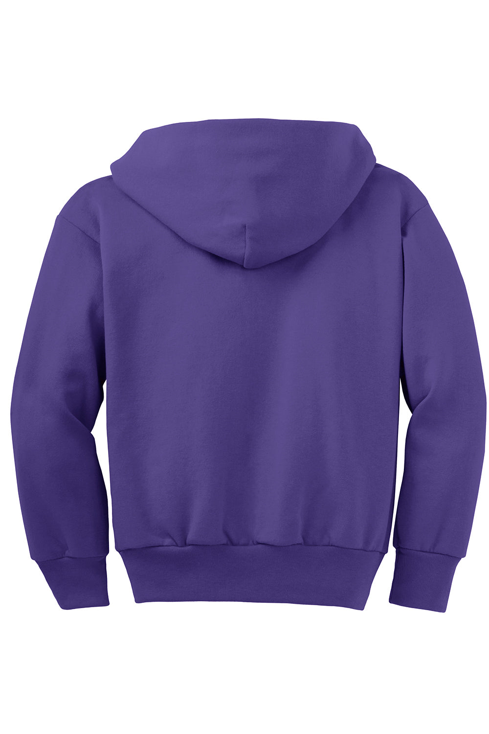 Port & Company PC90YZH Youth Core Pill Resistant Fleece Full Zip Hooded Sweatshirt Hoodie Purple Flat Back