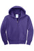 Port & Company PC90YZH Youth Core Pill Resistant Fleece Full Zip Hooded Sweatshirt Hoodie Purple Flat Front