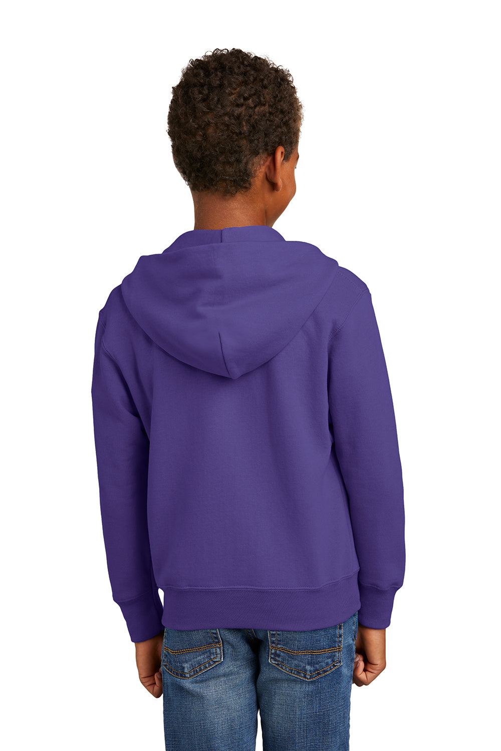 Port & Company PC90YZH Youth Core Pill Resistant Fleece Full Zip Hooded Sweatshirt Hoodie Purple Model Back