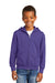 Port & Company PC90YZH Youth Core Pill Resistant Fleece Full Zip Hooded Sweatshirt Hoodie Purple Model Front