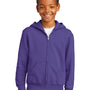 Port & Company Youth Core Pill Resistant Fleece Full Zip Hooded Sweatshirt Hoodie - Purple