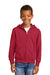 Port & Company PC90YZH Youth Core Pill Resistant Fleece Full Zip Hooded Sweatshirt Hoodie Red Model Front