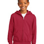 Port & Company Youth Core Pill Resistant Fleece Full Zip Hooded Sweatshirt Hoodie - Red