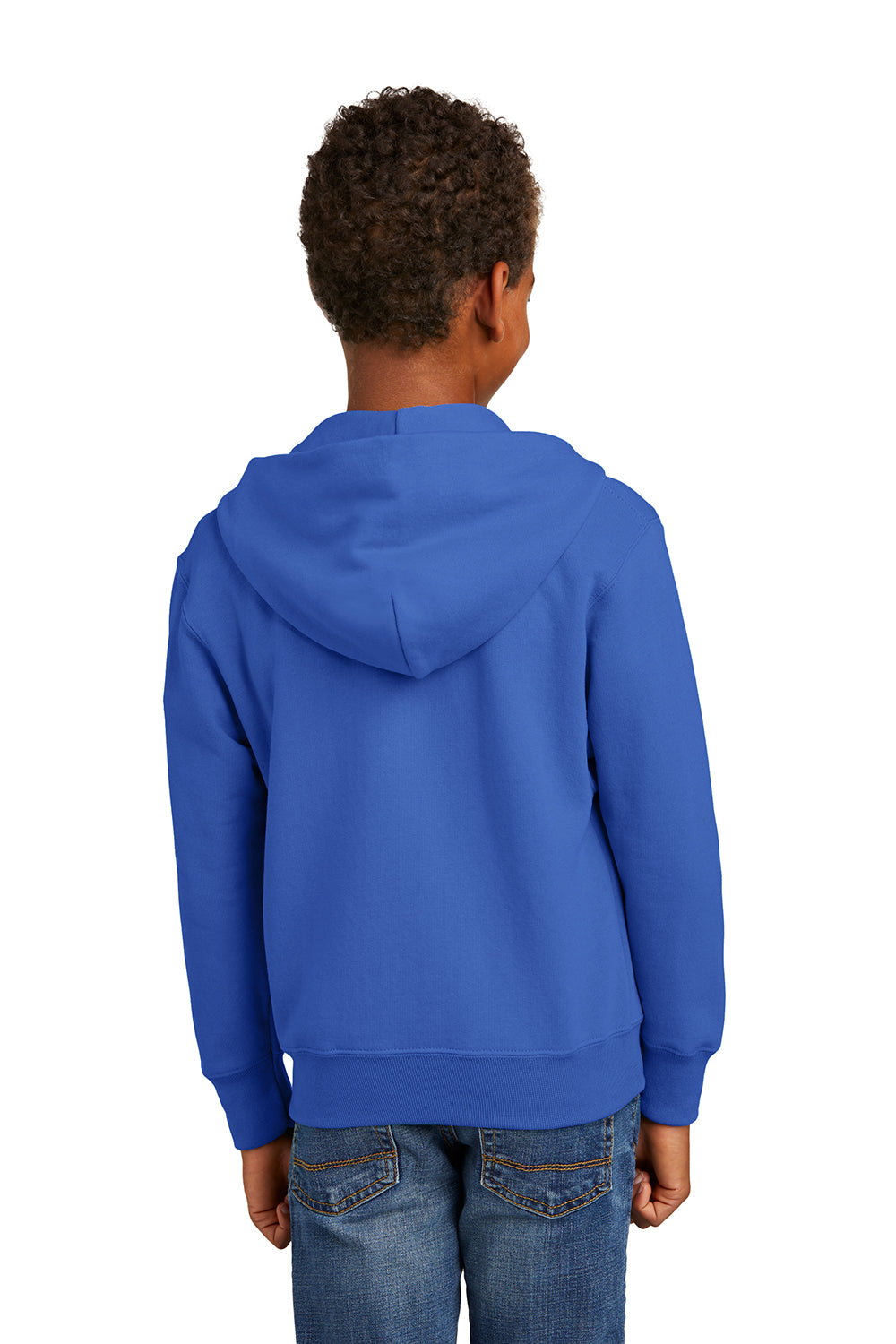 Port & Company PC90YZH Youth Core Pill Resistant Fleece Full Zip Hooded Sweatshirt Hoodie Royal Blue Model Back