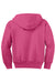 Port & Company PC90YZH Youth Core Pill Resistant Fleece Full Zip Hooded Sweatshirt Hoodie Sangria Pink Flat Back