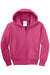 Port & Company PC90YZH Youth Core Pill Resistant Fleece Full Zip Hooded Sweatshirt Hoodie Sangria Pink Flat Front