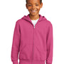 Port & Company Youth Core Pill Resistant Fleece Full Zip Hooded Sweatshirt Hoodie - Sangria Pink