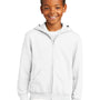 Port & Company Youth Core Pill Resistant Fleece Full Zip Hooded Sweatshirt Hoodie - White