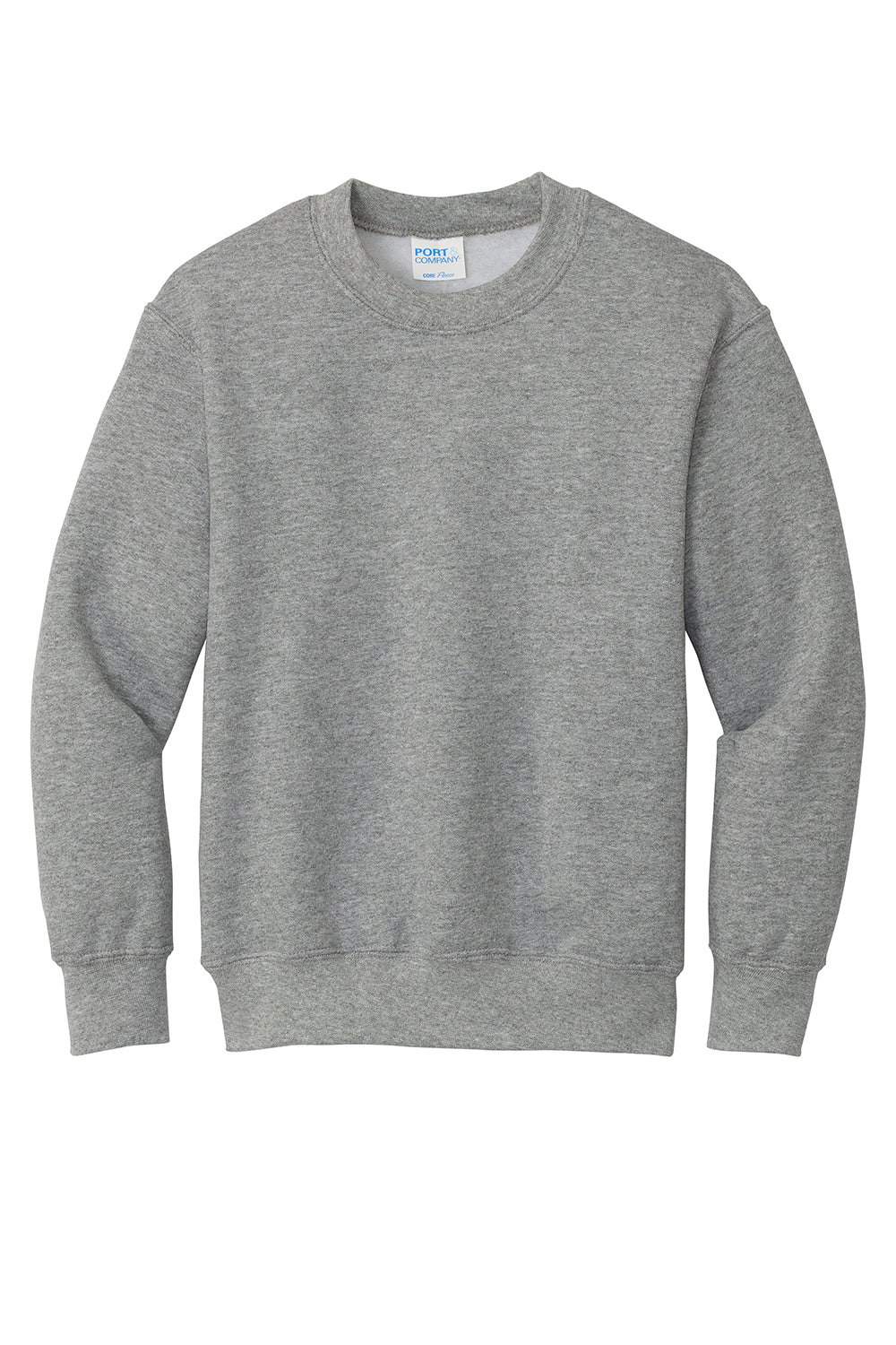 Port & Company PC90Y Youth Core Pill Resistant Fleece Crewneck Sweatshirt Heather Grey Flat Front