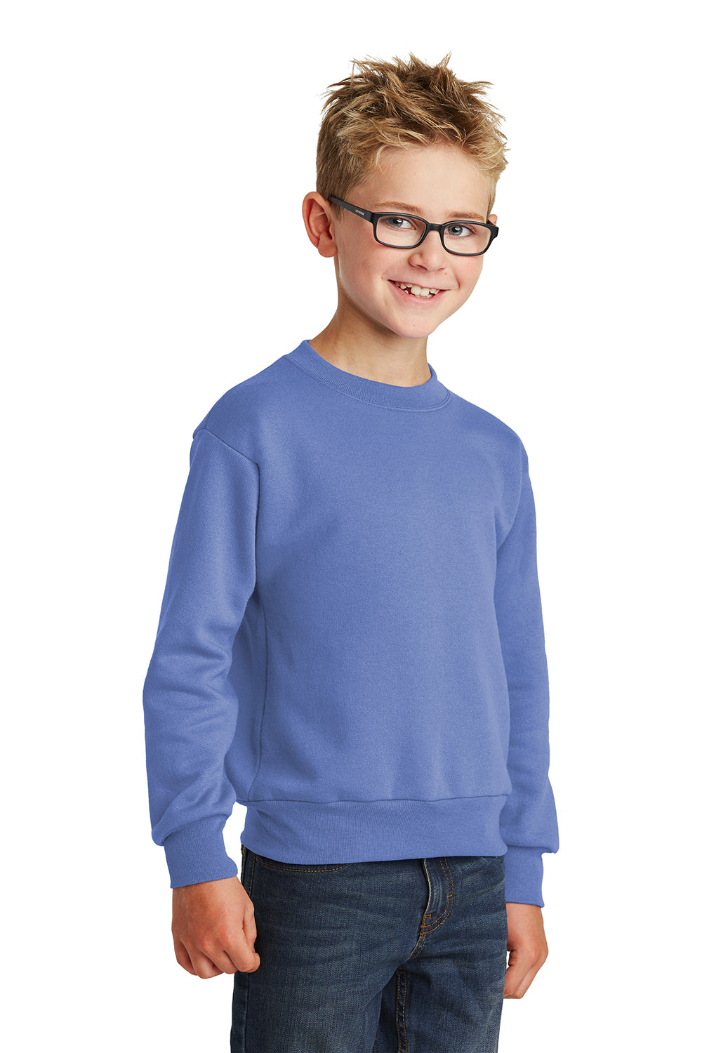 Port & Company PC90Y Youth Core Pill Resistant Fleece Crewneck Sweatshirt Carolina Blue Model 3q