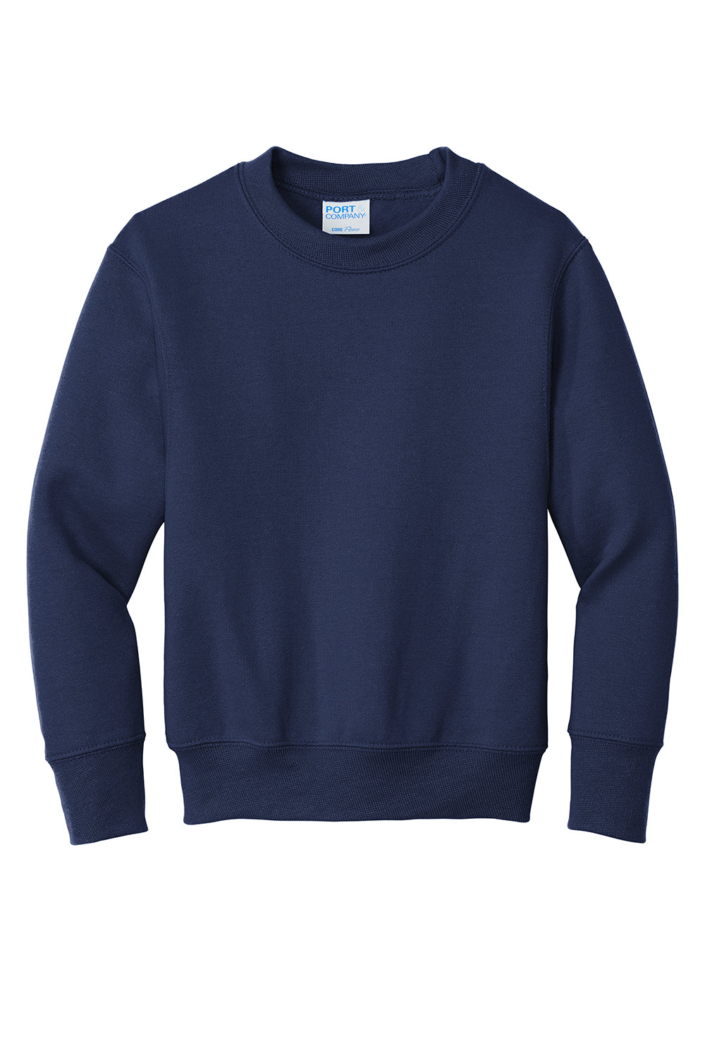 Port & Company PC90Y Youth Core Pill Resistant Fleece Crewneck Sweatshirt Navy Blue Flat Front