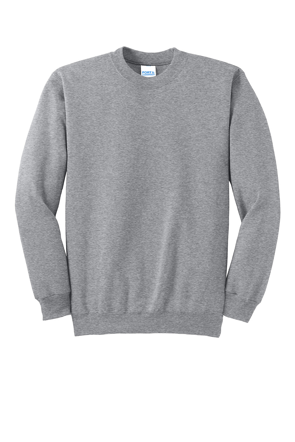 Port & Company PC90/PC90T Mens Essential Pill Resistant Fleece Crewneck Sweatshirt Heather Grey Flat Front