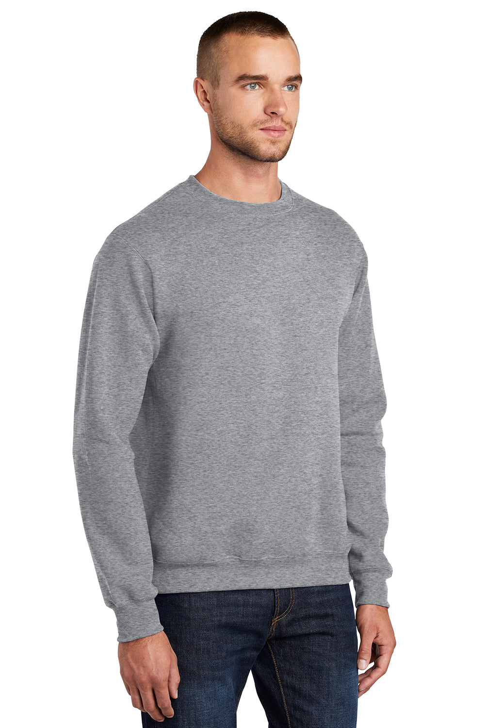 Port & Company PC90/PC90T Mens Essential Pill Resistant Fleece Crewneck Sweatshirt Heather Grey Model 3q