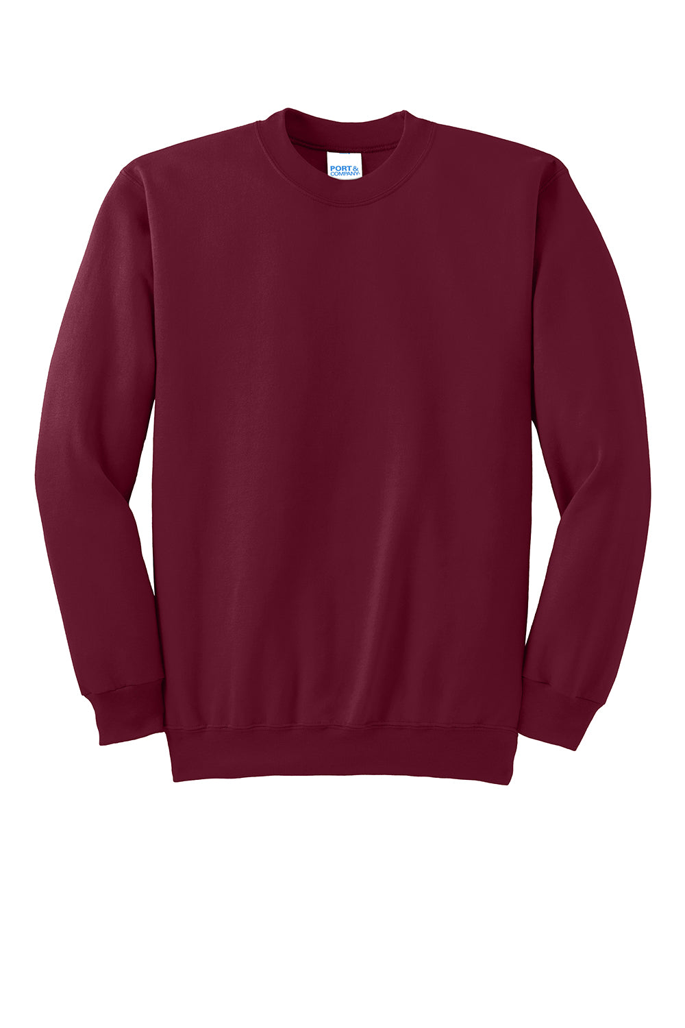 Port & Company PC90/PC90T Mens Essential Pill Resistant Fleece Crewneck Sweatshirt Cardinal Red Flat Front