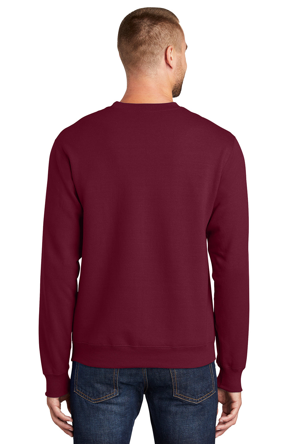 Port & Company PC90/PC90T Mens Essential Pill Resistant Fleece Crewneck Sweatshirt Cardinal Red Model Back