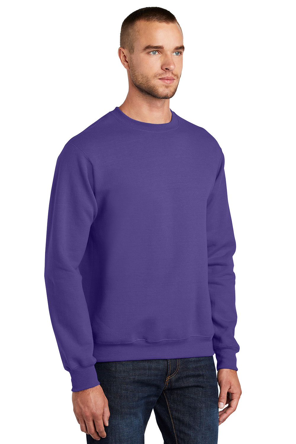 Port & Company PC90/PC90T Mens Essential Pill Resistant Fleece Crewneck Sweatshirt Purple Model 3q