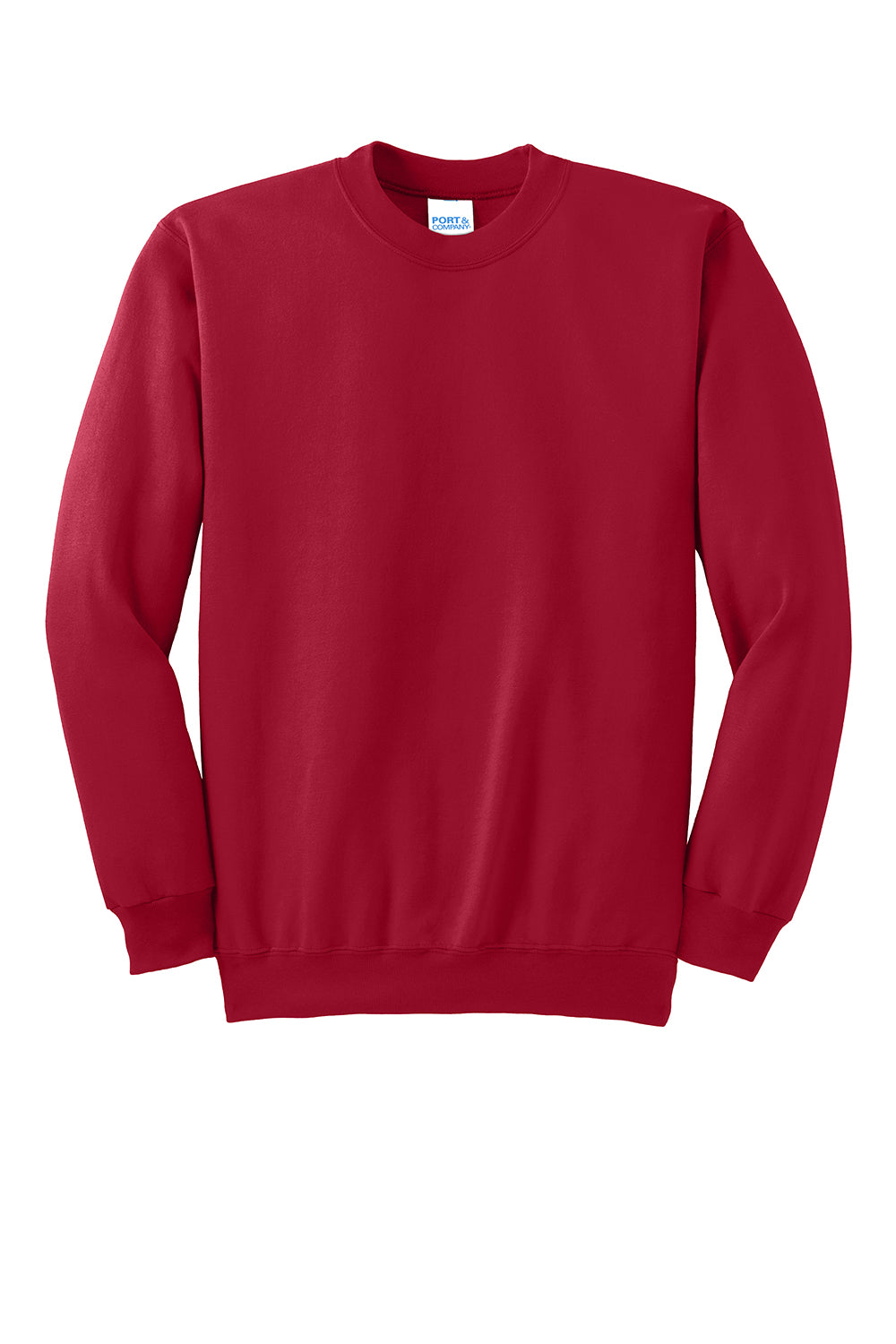 Port & Company PC90/PC90T Mens Essential Pill Resistant Fleece Crewneck Sweatshirt Red Flat Front