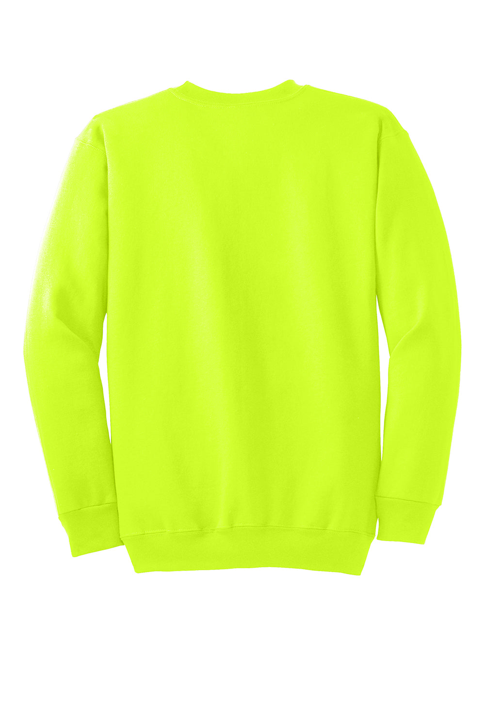 Port & Company PC90/PC90T Mens Essential Pill Resistant Fleece Crewneck Sweatshirt Safety Green Flat Back