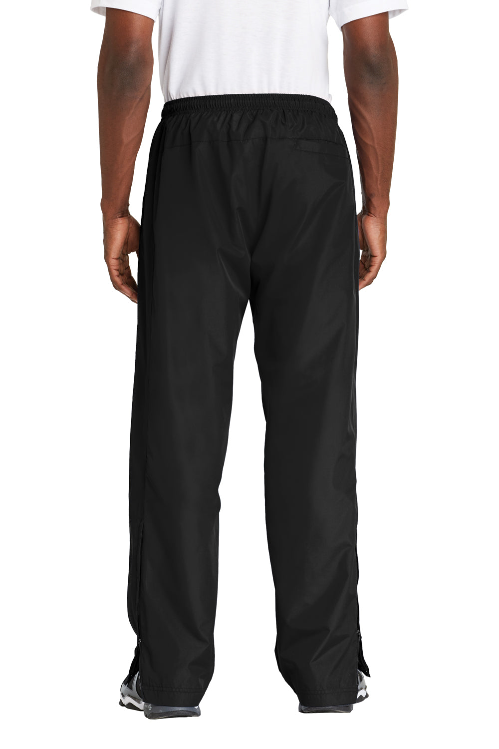 Sport-Tek PST74 Mens Water Resistant Wind Pants w/ Pockets Black Model Back