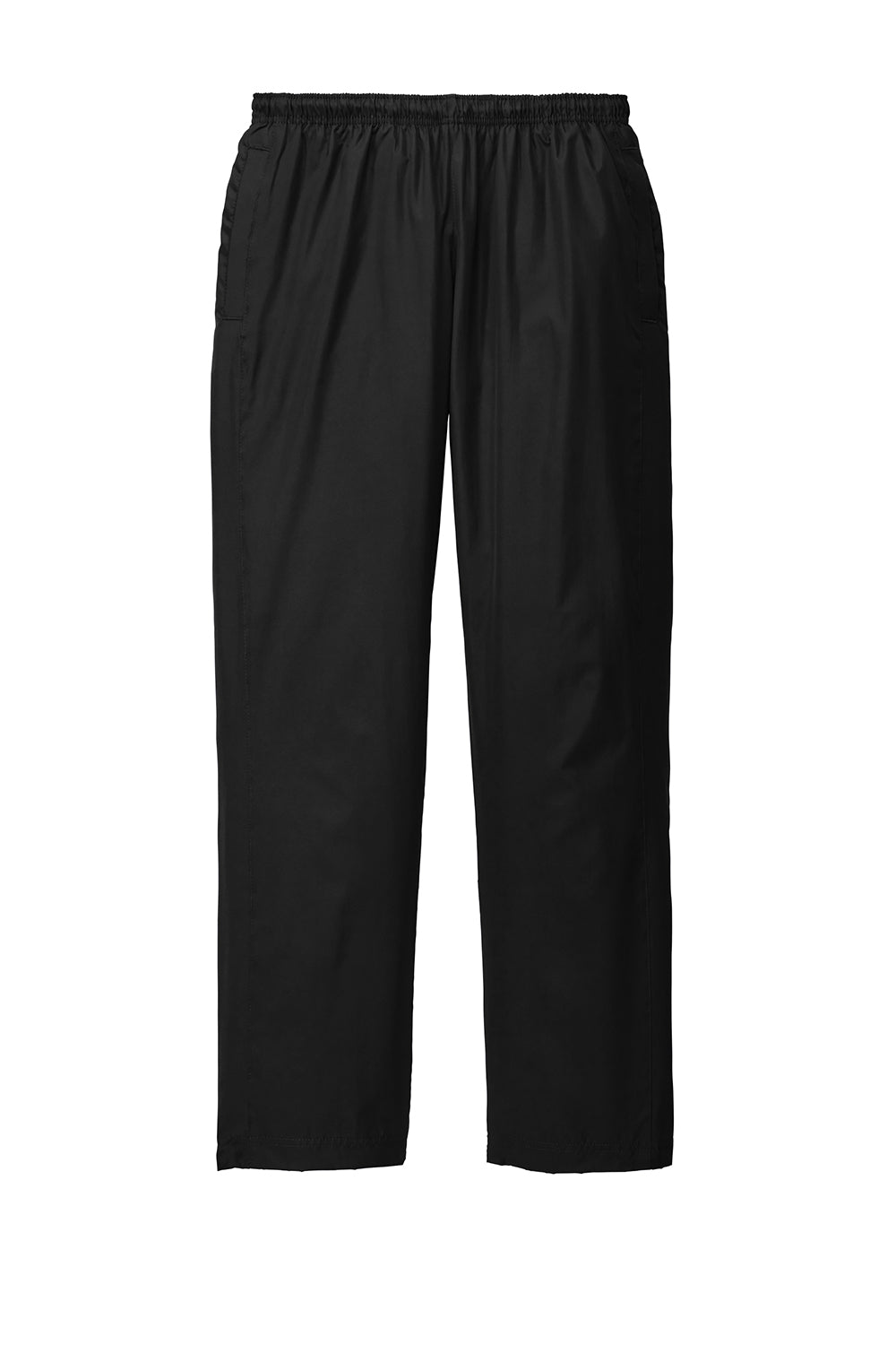 Sport-Tek PST74 Mens Water Resistant Wind Pants w/ Pockets Black Flat Front