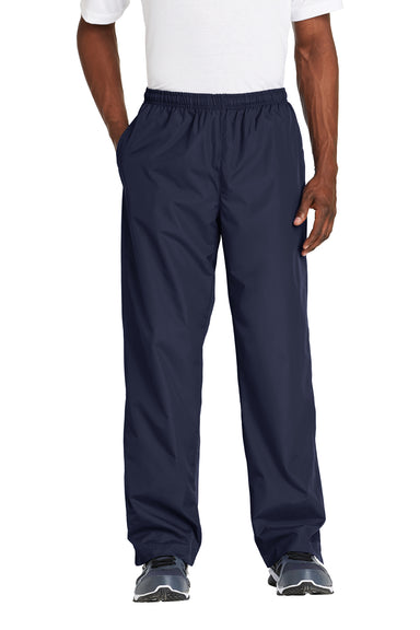 Sport-Tek PST74 Mens Water Resistant Wind Pants w/ Pockets True Navy Blue Model Front