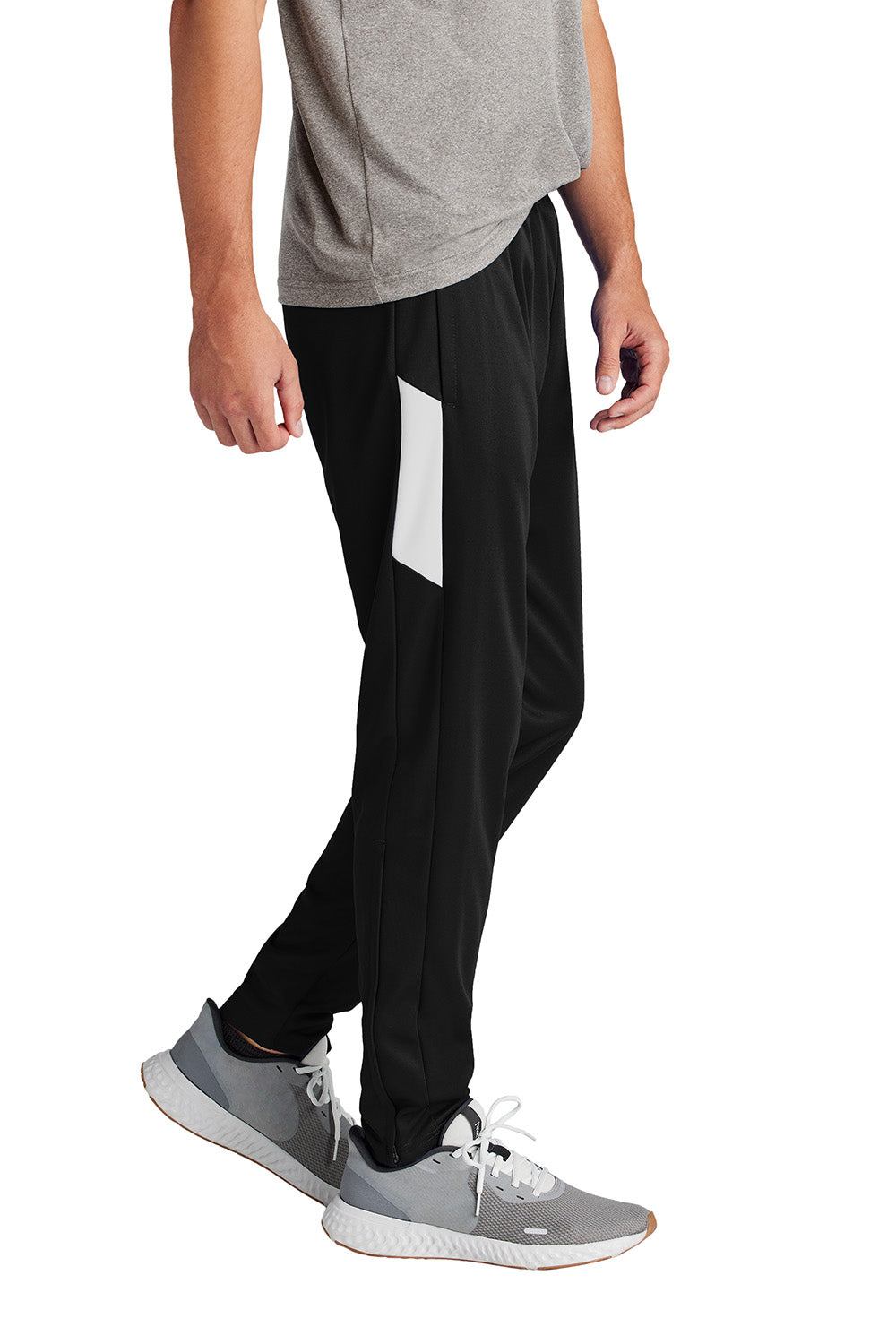 Sport-Tek PST800 Mens Travel Pants w/ Pockets Black/White Model Side