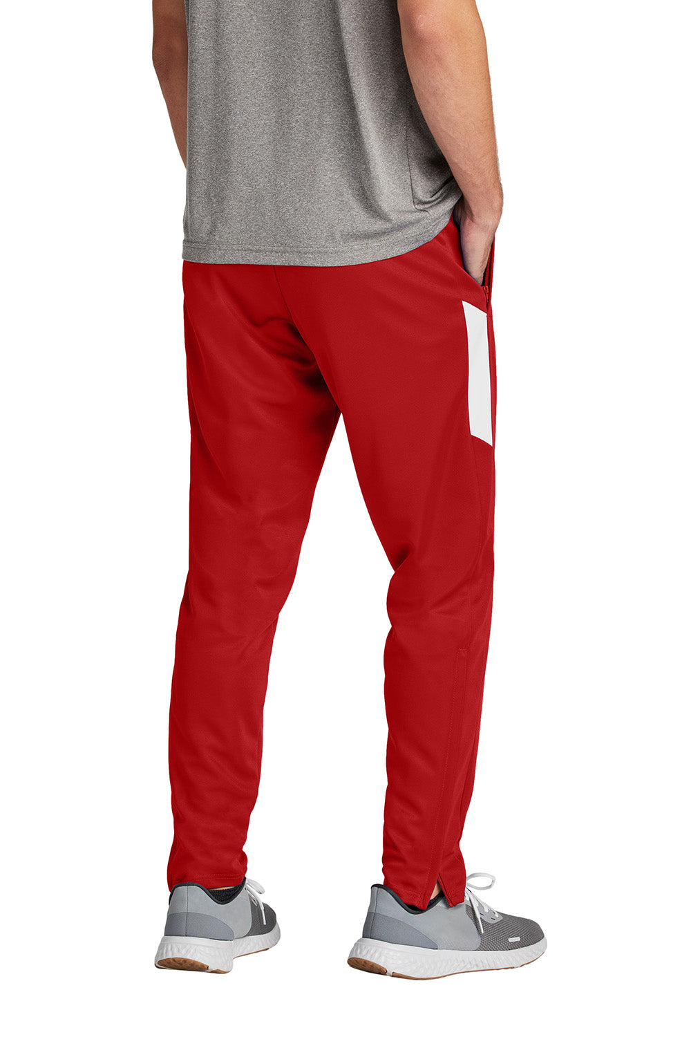 Sport-Tek PST800 Mens Travel Pants w/ Pockets Deep Red/White Model Back