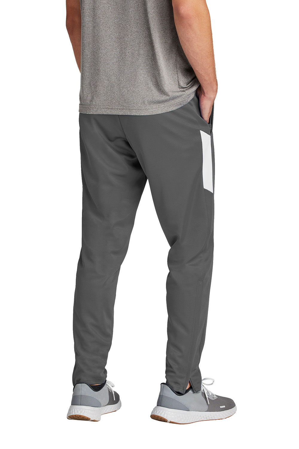 Sport-Tek PST800 Mens Travel Pants w/ Pockets Iron Grey/White Model Back