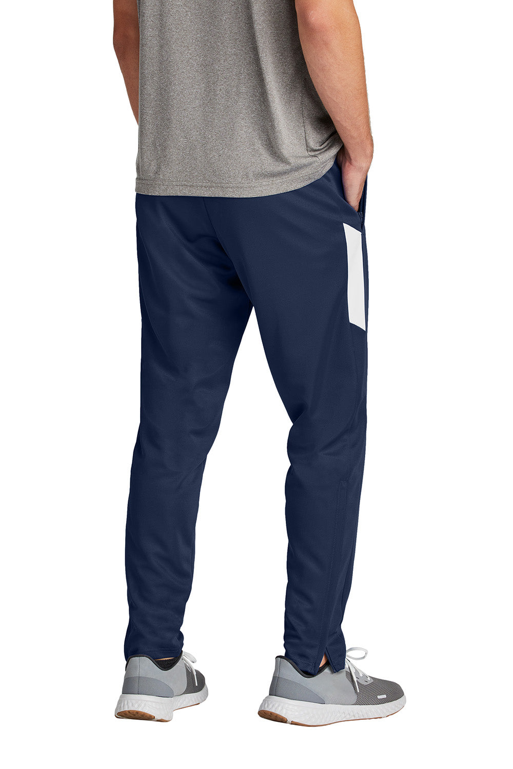 Sport-Tek PST800 Mens Travel Pants w/ Pockets True Navy Blue/White Model Back