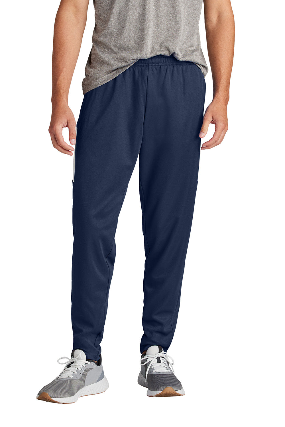 Sport-Tek PST800 Mens Travel Pants w/ Pockets True Navy Blue/White Model Front