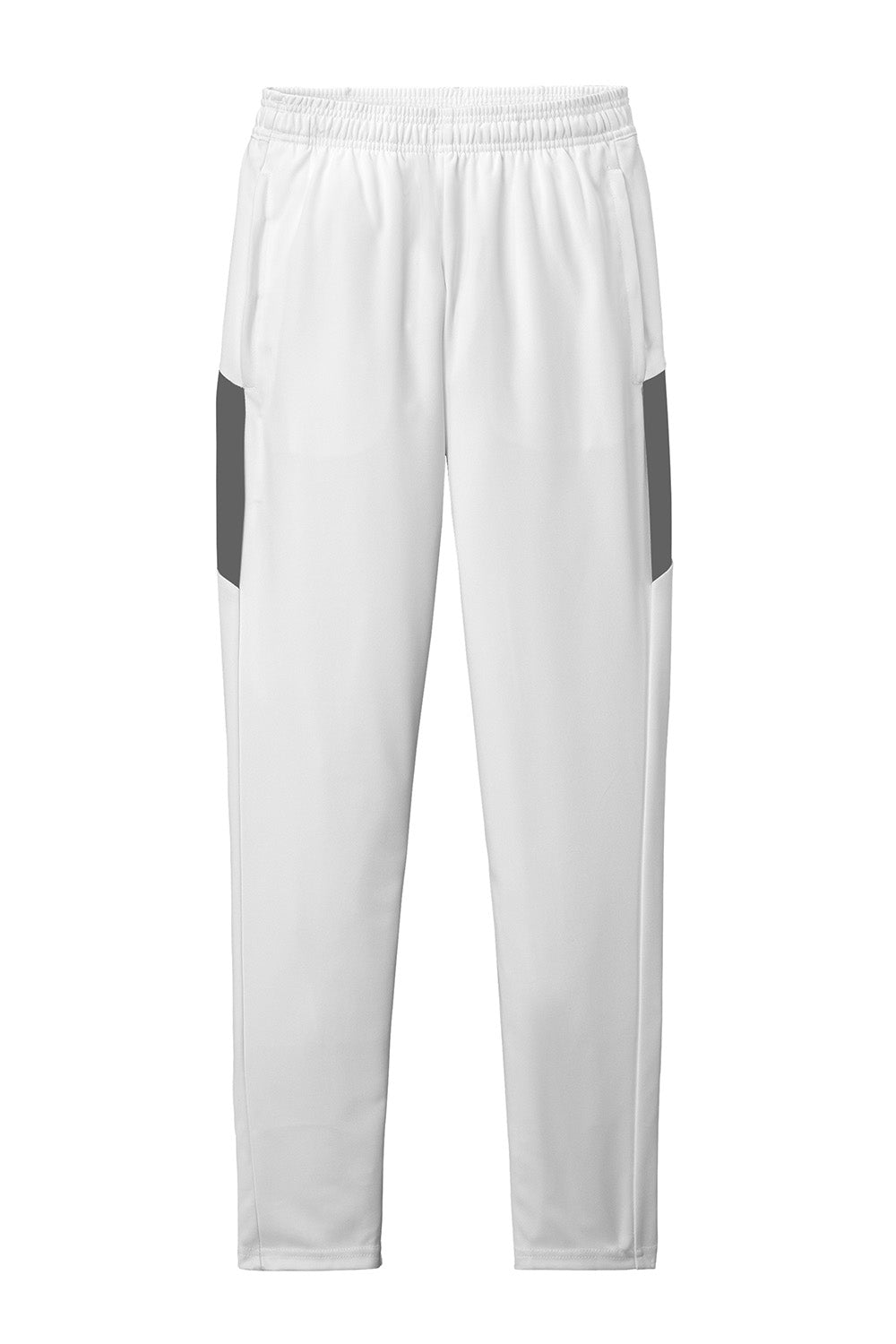 Sport-Tek PST800 Mens Travel Pants w/ Pockets White/Iron Grey Flat Front