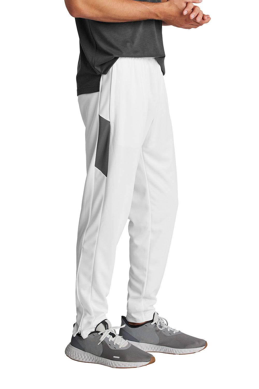 Sport-Tek PST800 Mens Travel Pants w/ Pockets White/Iron Grey Model Side