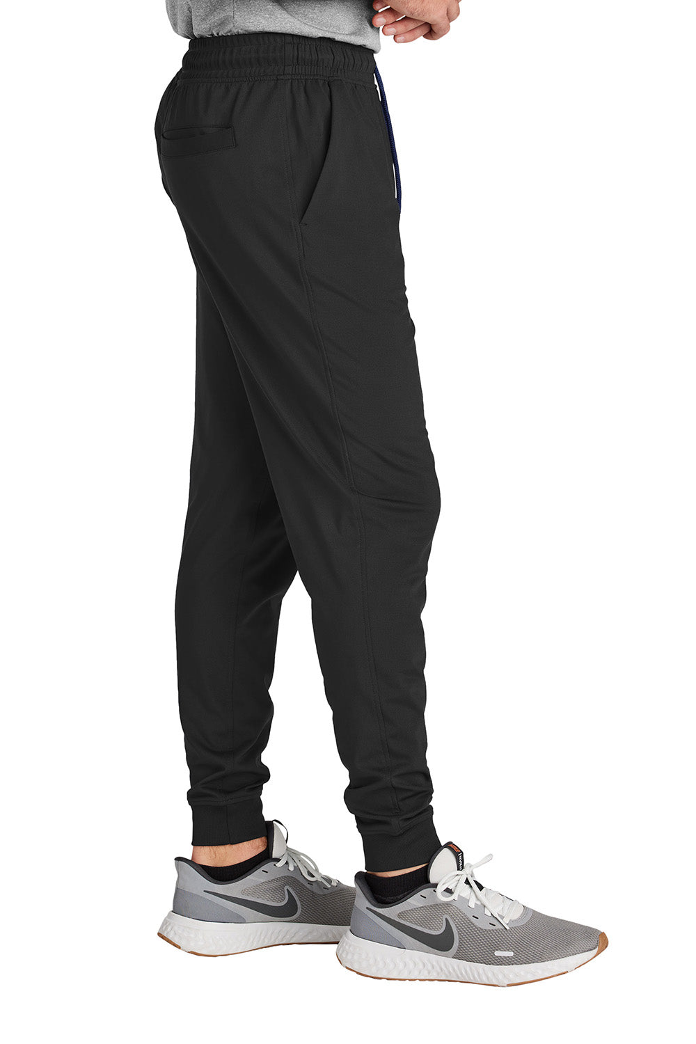 Sport-Tek PST858 Mens Sport-Wick Stretch Jogger Sweatpants w/ Pockets Black Model Side