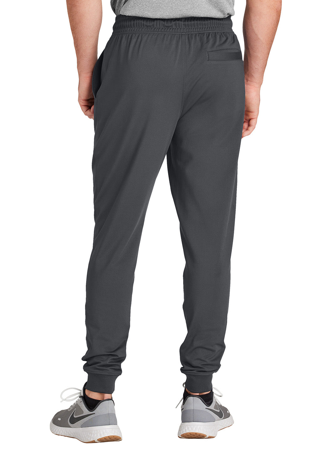 Sport-Tek PST858 Mens Sport-Wick Stretch Jogger Sweatpants w/ Pockets Charcoal Grey Model Back