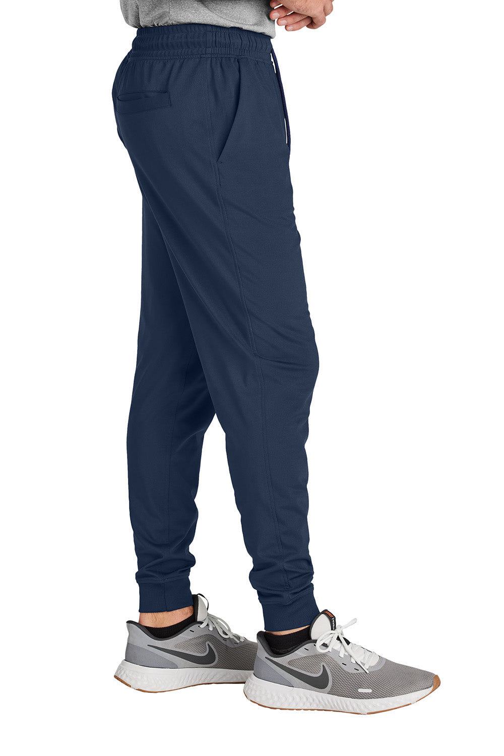 Sport-Tek PST858 Mens Sport-Wick Stretch Jogger Sweatpants w/ Pockets True Navy Blue Model Side