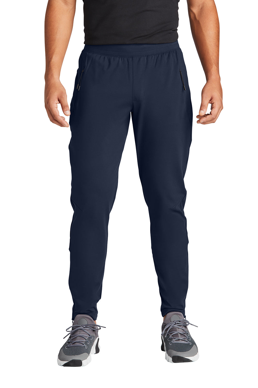 Sport-Tek PST871 Mens Circuit Jogger Sweatpants w/ Pockets True Navy Blue Model Front