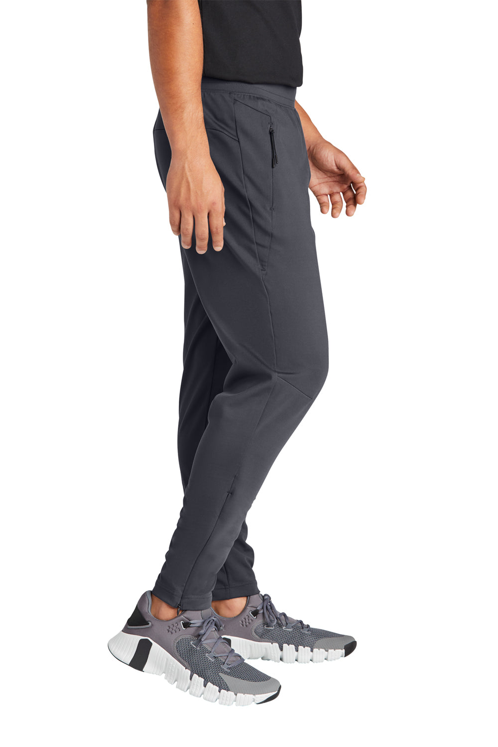 Sport-Tek PST871 Mens Circuit Jogger Sweatpants w/ Pockets Graphite Grey Model Side