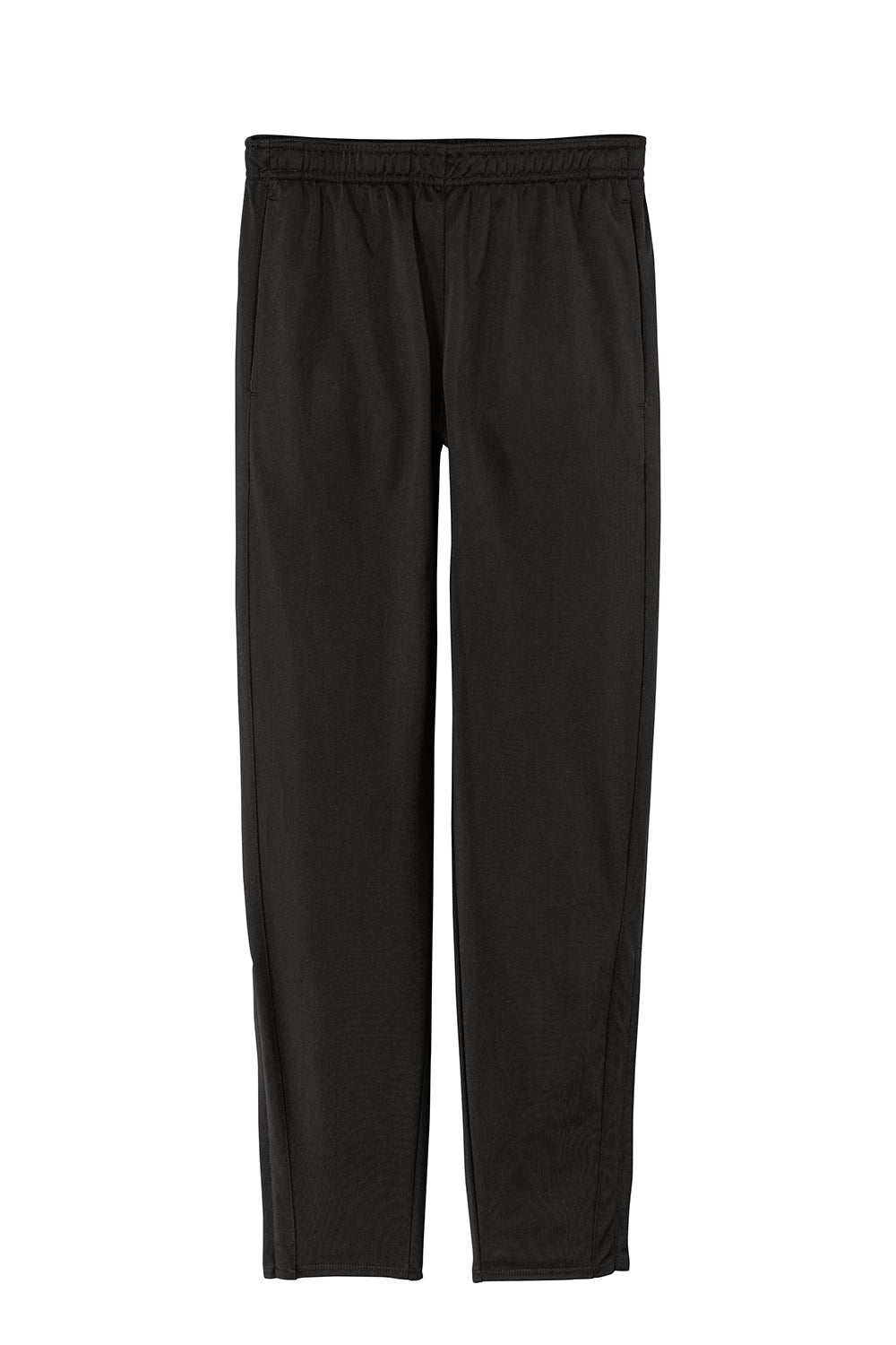 Sport-Tek PST95 Mens Tricot Track Pants w/ Pockets Black Flat Front