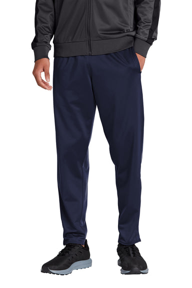 Sport-Tek PST95 Mens Tricot Track Pants w/ Pockets True Navy Blue Model Front