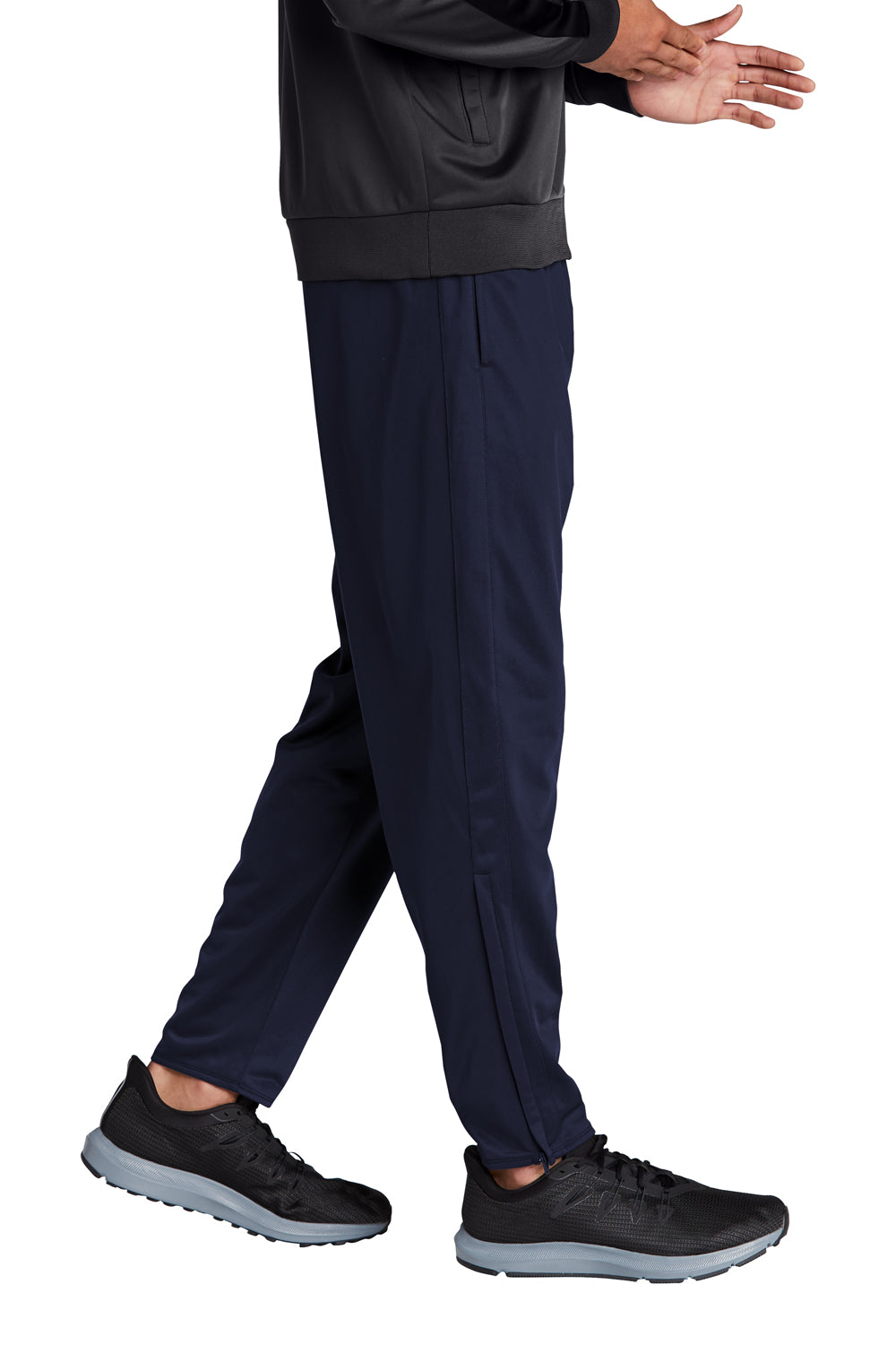 Sport-Tek PST95 Mens Tricot Track Pants w/ Pockets True Navy Blue Model Side