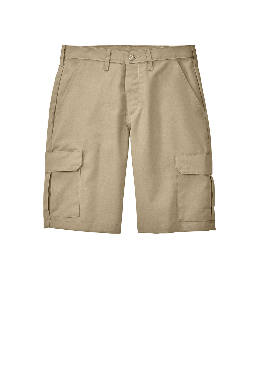 Red Kap PT66 Mens Industrial Stain Resistant Cargo Shorts w/ Pockets Khaki Flat Front