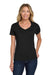 Hanes S04V Womens Nano-T Short Sleeve V-Neck T-Shirt Black Model Front