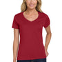 Hanes Womens Nano-T Short Sleeve V-Neck T-Shirt - Deep Red