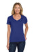 Hanes S04V Womens Nano-T Short Sleeve V-Neck T-Shirt Deep Royal Blue Model Front