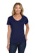 Hanes S04V Womens Nano-T Short Sleeve V-Neck T-Shirt Navy Blue Model Front