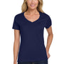 Hanes Womens Nano-T Short Sleeve V-Neck T-Shirt - Navy Blue