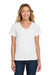 Hanes S04V Womens Nano-T Short Sleeve V-Neck T-Shirt White Model Front